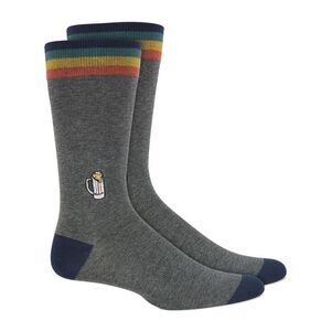 BAR III Mens Gray Color Block Mug Logo Casual Crew Socks 7-12